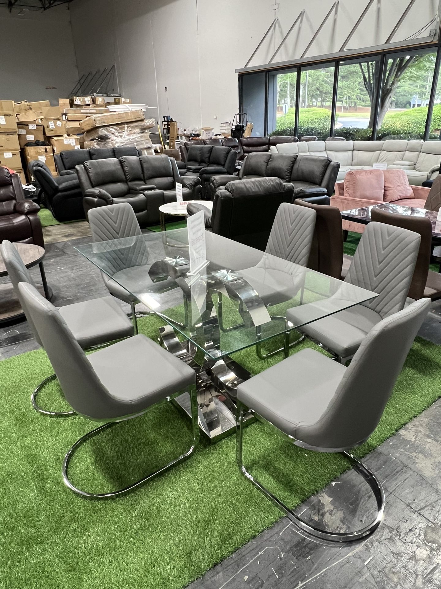 Modern Dining Table with 6 Chairs / Mesa de comedor moderna con 6 sillas