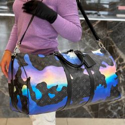 Louis Vuitton Monogram Eclipse Keepall Sunrise Bandouliere 55 Bag From The Summer Collection