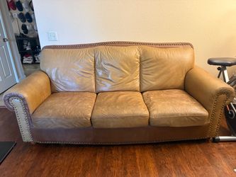 Leather Sofa & Loveseat Set with Nailhead Trim (2-Piece Set)