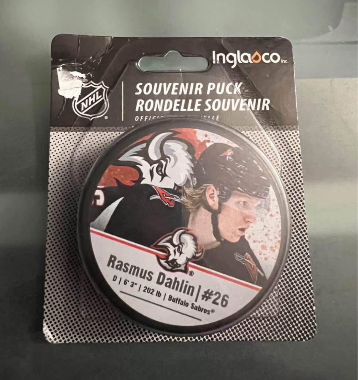 Buffalo Sabres Rasmus Dahlin Goat Head Puck