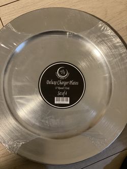 Deluxe Charger Plates 13” Silver Set Of 4