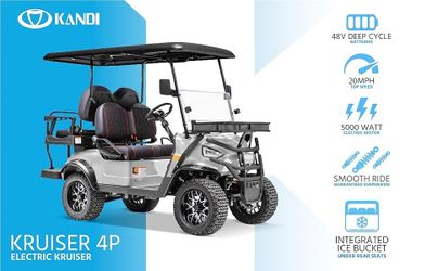 Kandi America 4 Passenger Electric Cruiser for Adults – Powerful 5,000-Watt Electric Motor- Electric Cart 4 Seats – Heavy Duty Golf Cart – Electric Pa