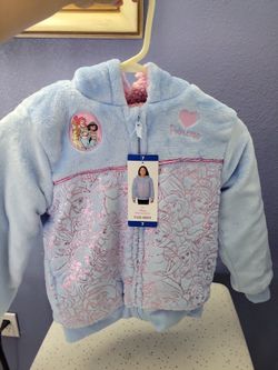 Disney Princess Blue Plush Hoodie Size 7 New with Tags