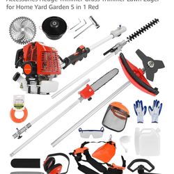   Brand: Hedge Trimmer Chainsaw BrushCutter, Gas Weed Wacker 52cc 2-Stroke Multi Tools Gas Lawn Mower Guar