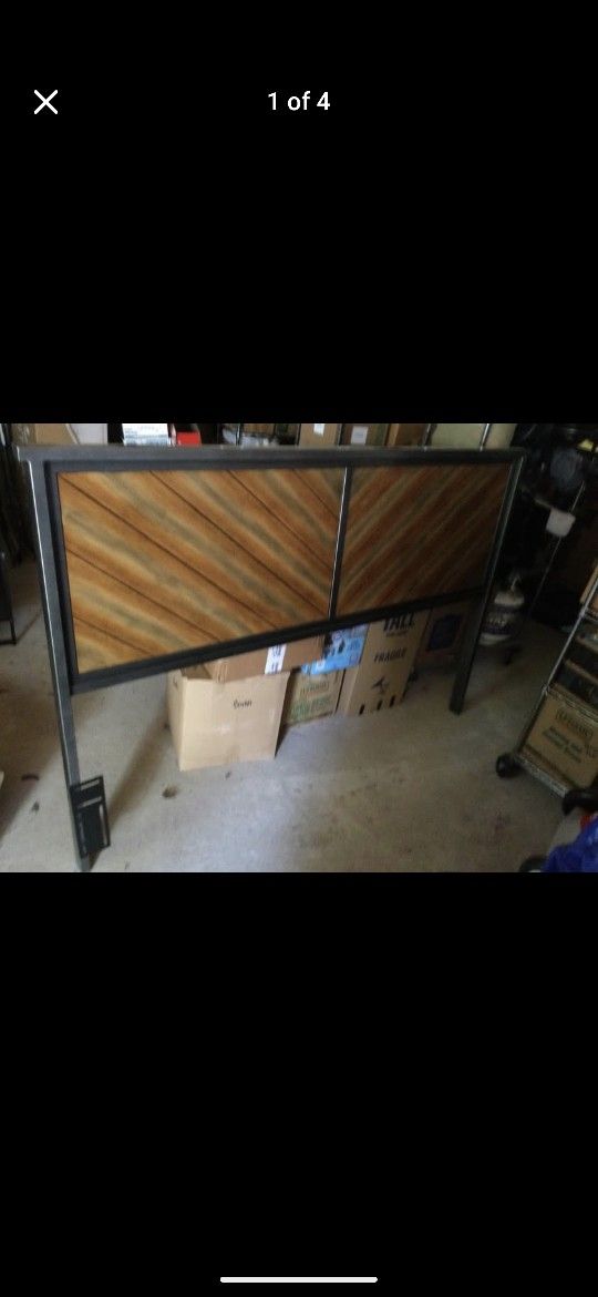 Distressed Wood Look Metal Headboard King