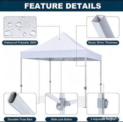 White Pop-Up Canopy Tent with Aluminum Frame