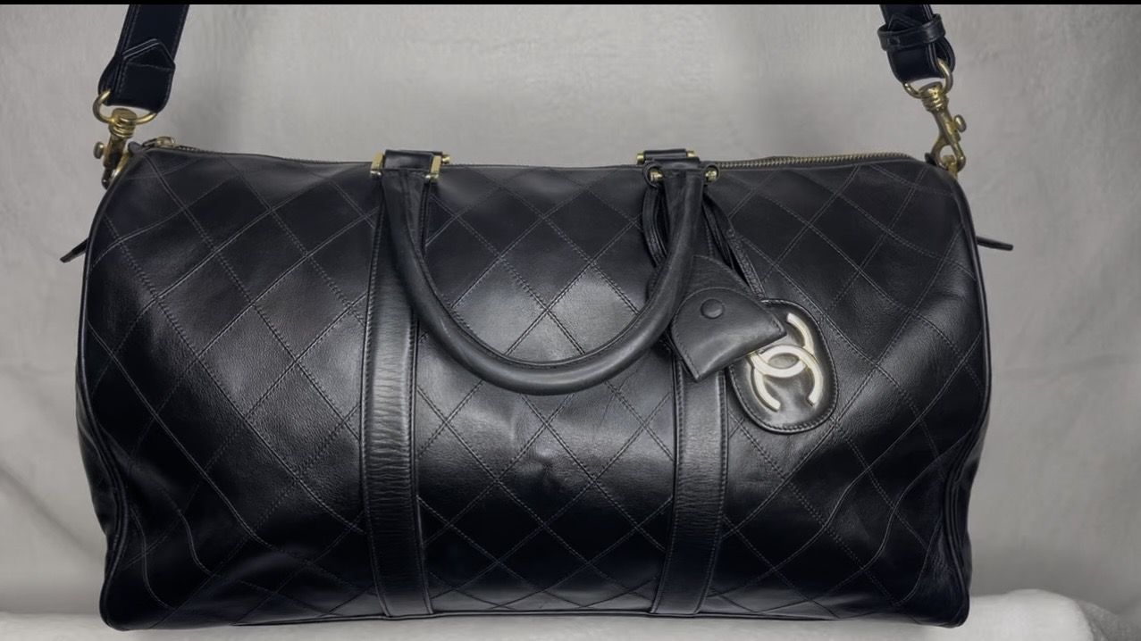 Chanel leather bowling bag.