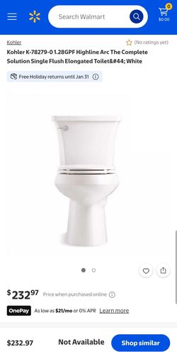 BRAND NEW NIB SEALED Kohler K-78279-0 Highline Arc 1.28 GPF Elongated White Toilet Bowl