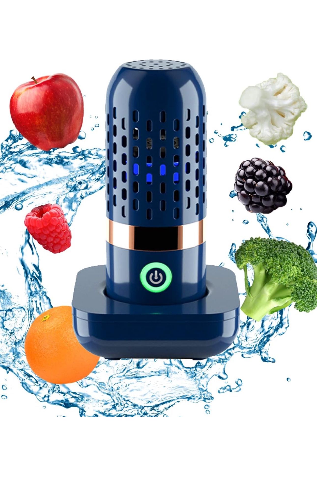 Vegetable and Fruit Cleaner Machine, Aquapur Water-Proof Fruit Cleaning Device with OH-ion Purification Technology 250min Working time and Wireless 