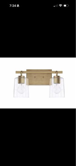 HOMEPLACE LIGHTING 14.5" W x 9" H x 6" D 2-Light Clear Seeded Glass Vanity Light