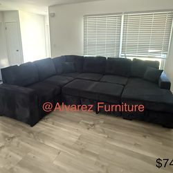 Corduroy sectional with storage