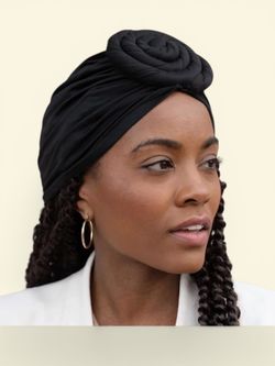 5 Black Olivia Sylx Pre-tied Turban