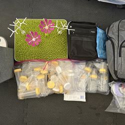 Large Boon Bottle Drying Rack 13x11” + Fisher Price backpack + Playtex Bottle Cooler With Ice Pack + Bottles Baby Bundle