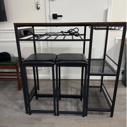 Bar table with power outlet & chairs set