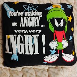 Rare Vintage 1996 Looney Tunes Marvin The Martian "You're Angry" Warner Bros Throw Pillow 10"x9"