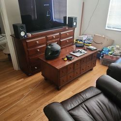 Pottery Barn Real Wood Bureau And Coffee Table 