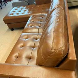 [OM] 🟪 Only $45 initial then take it home 🏡 Brand New  Baskove Real Leather 2 Piece Sectional With Chaise 