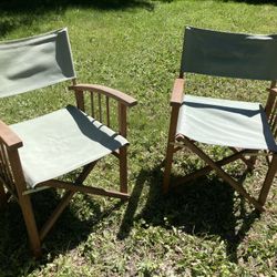Two Green Directors Chairs 