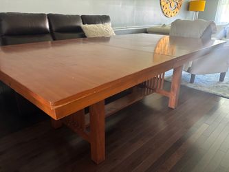 Large Wood Dining Table with Extension Leaf