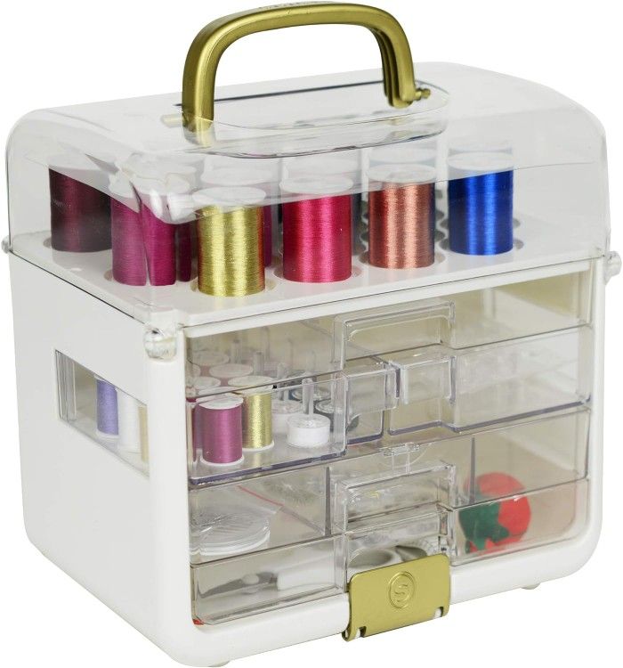 SINGER Sew-It-Goes-255 Piece Kit & Craft Organizer Sewing Case Storage with Metallic Embroidery Thread (11771) - BRAND NEW / SEALED 