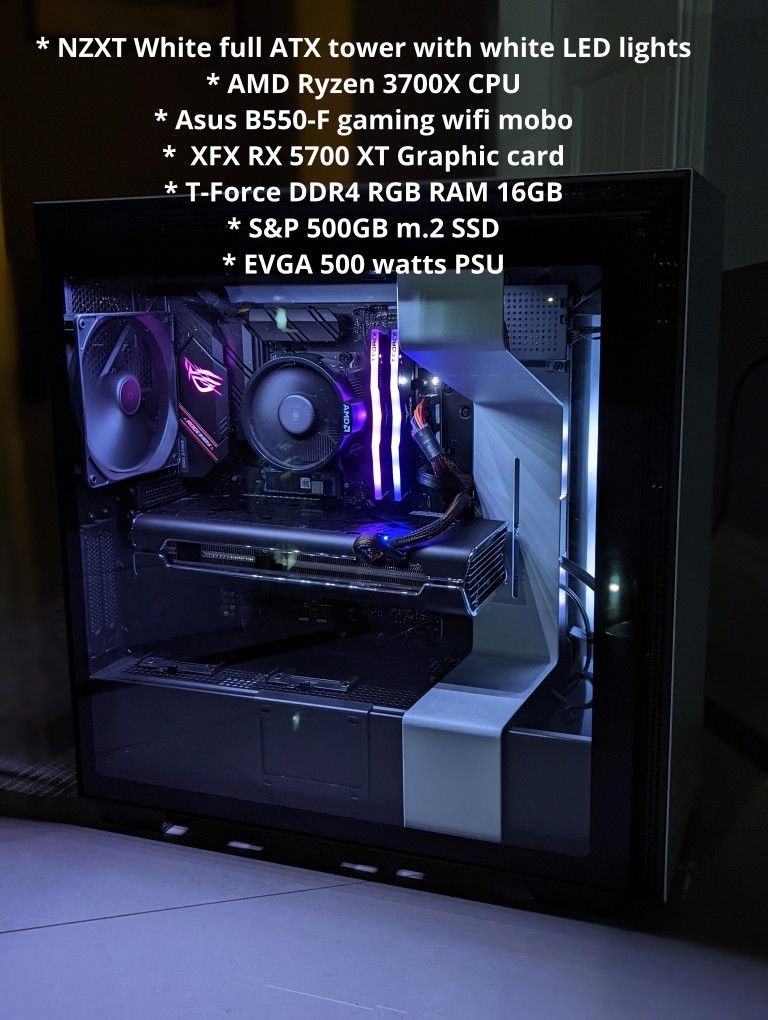 NZXT Gaming desktop PC Ryzen AMD RX 5700 XT Brand New With MSI