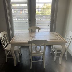 Beige Marble Dining Table With 4 Charis