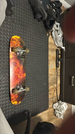 Complete Skateboard with Flame Graphic