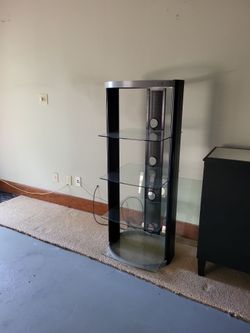 Black Glass AV Media Tower Stand