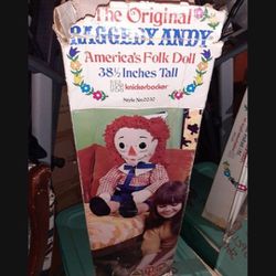 Knickerbocker Raggedy Ann And Andy, 'Andy Box Only' American Folk Doll, Size 38 And 1/2 In Long Dolls, Circa 1973 Vintage