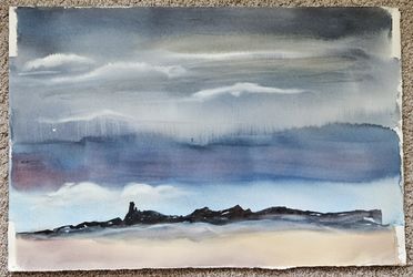 Unframed Desert Sky Watercolor Painting 