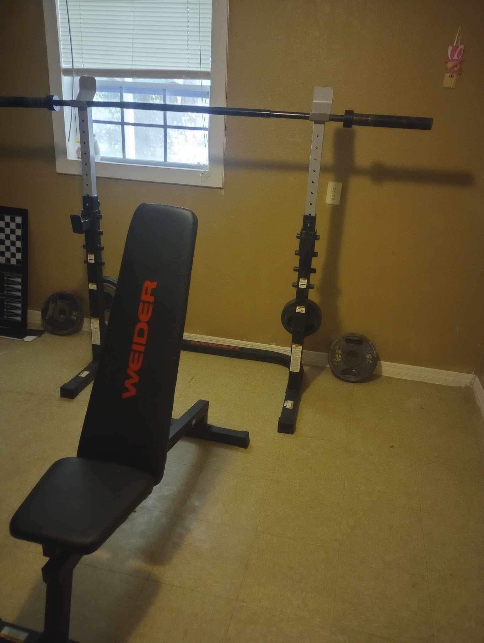Weider attack series Olympic squat/bench rack plus weights