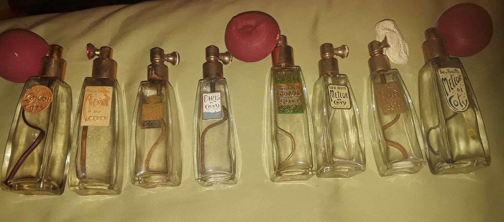 8 Vintage 1930s-40s Coty Perfume Bottles 
