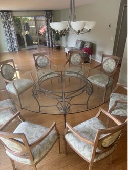 Rod iron glass dining room table