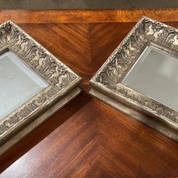 Vintage pair of 2 mirrors with Roma handcrafted italian gold wooden picture frames- heavy 