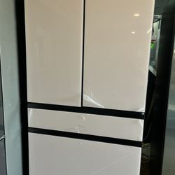 Samsung - 36 in. Wide BESPOKE 29 cu. ft. 4-Door French Door Smart Refrigerator with Beverage Center - And  make 3 types  of ice - Pink Glass panels.