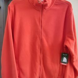 Ozark Trail Fleece Zip-Front Jacket, Orange, Men's XL, NEW