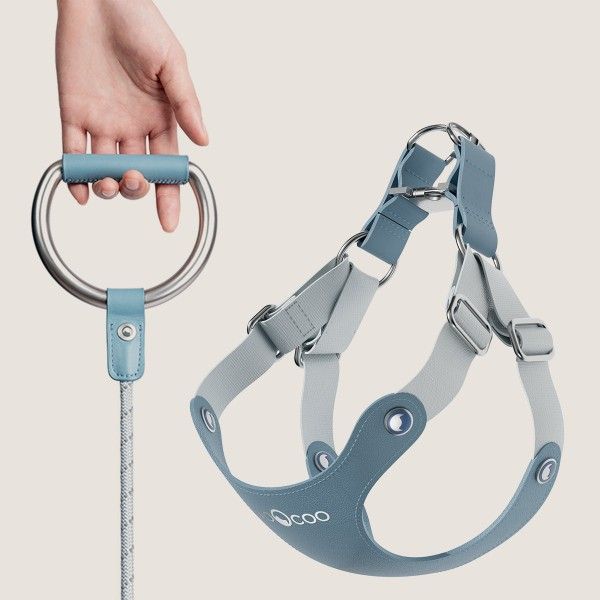 Premium Pet Harness & Leash Set – Steel Blue