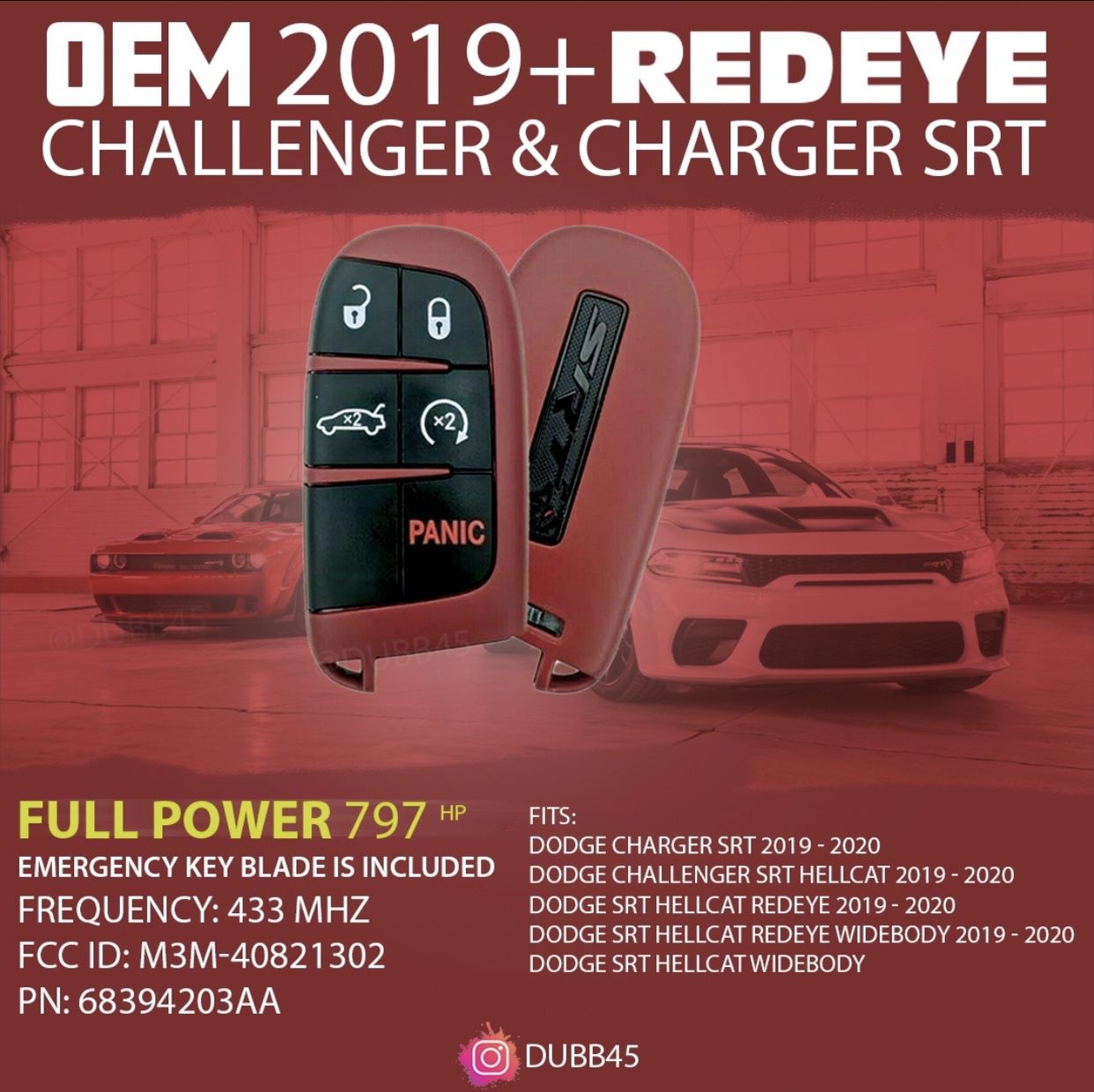 2019+ Dodge Redeye Keyfob OEM new