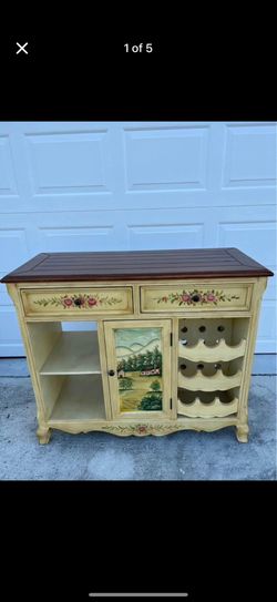 Vintage Buffet Table Cabinet And Wine Holder