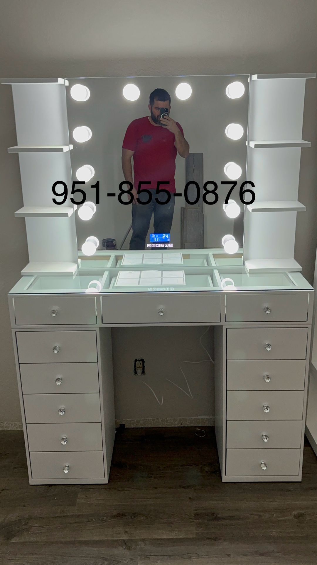 New 13 Drawer Makeup Vanity With Bluetooth Mirror 