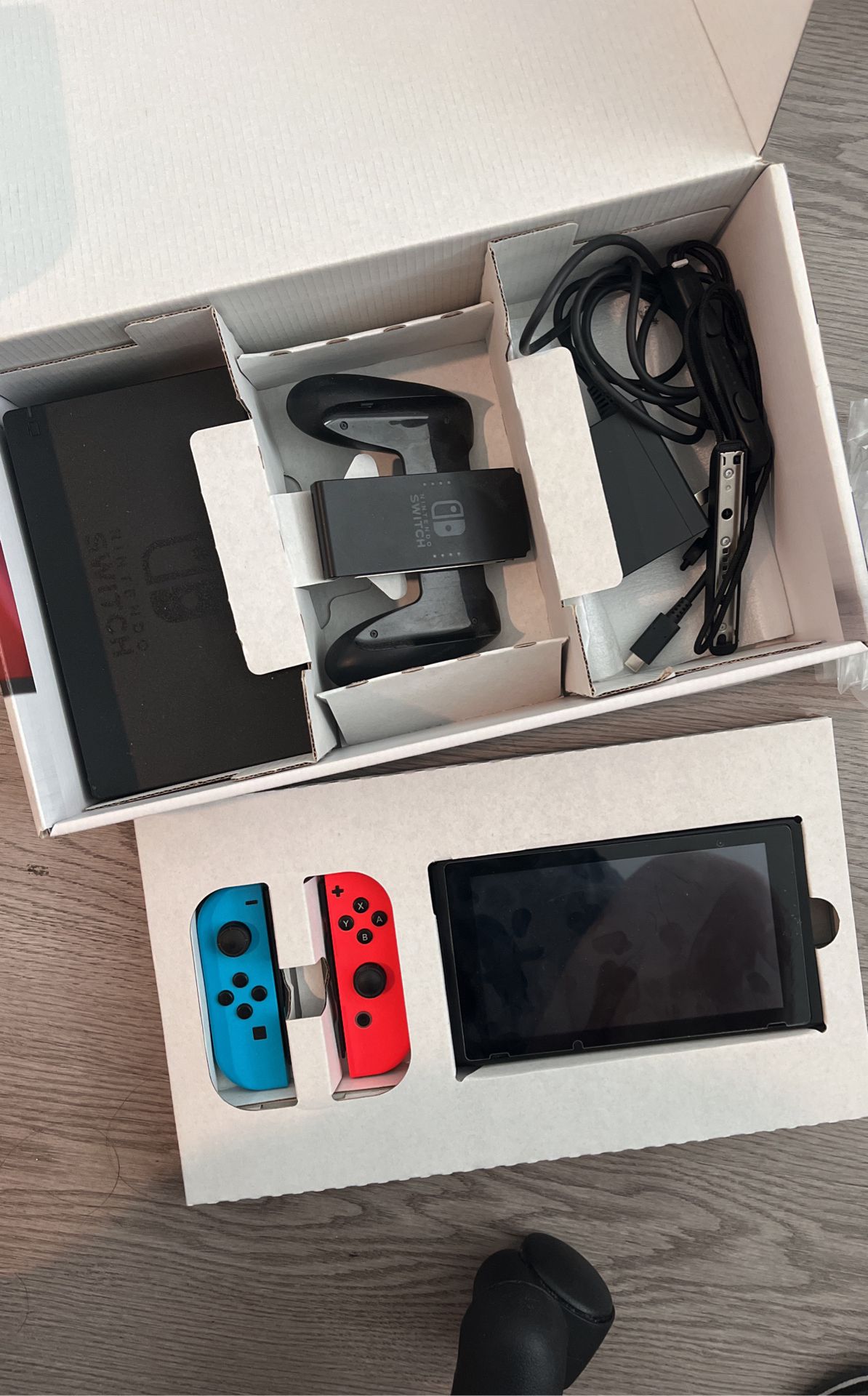 Nintendo Switch (V1) with Joy-Cons, Dock, & Original Packaging + Tempered Glass Screen Protector