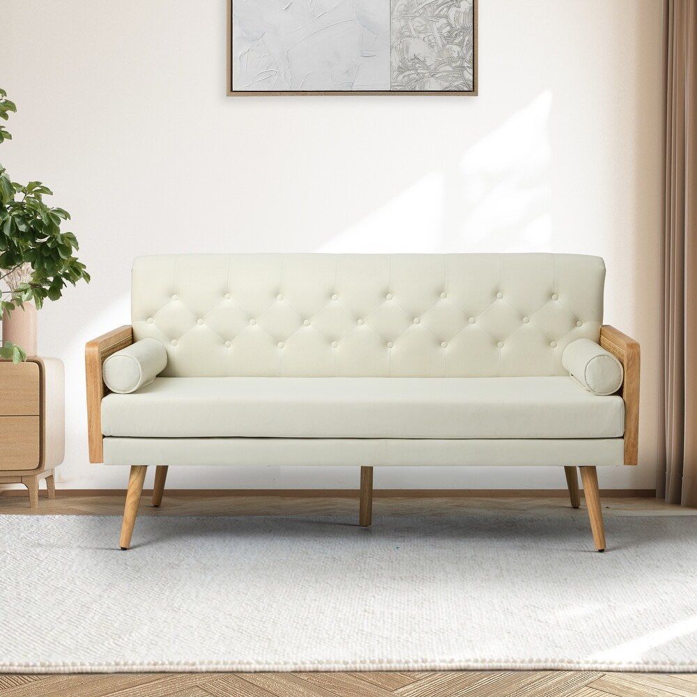 Luigi 62.5"in Rattan Sofa with Tufted Back