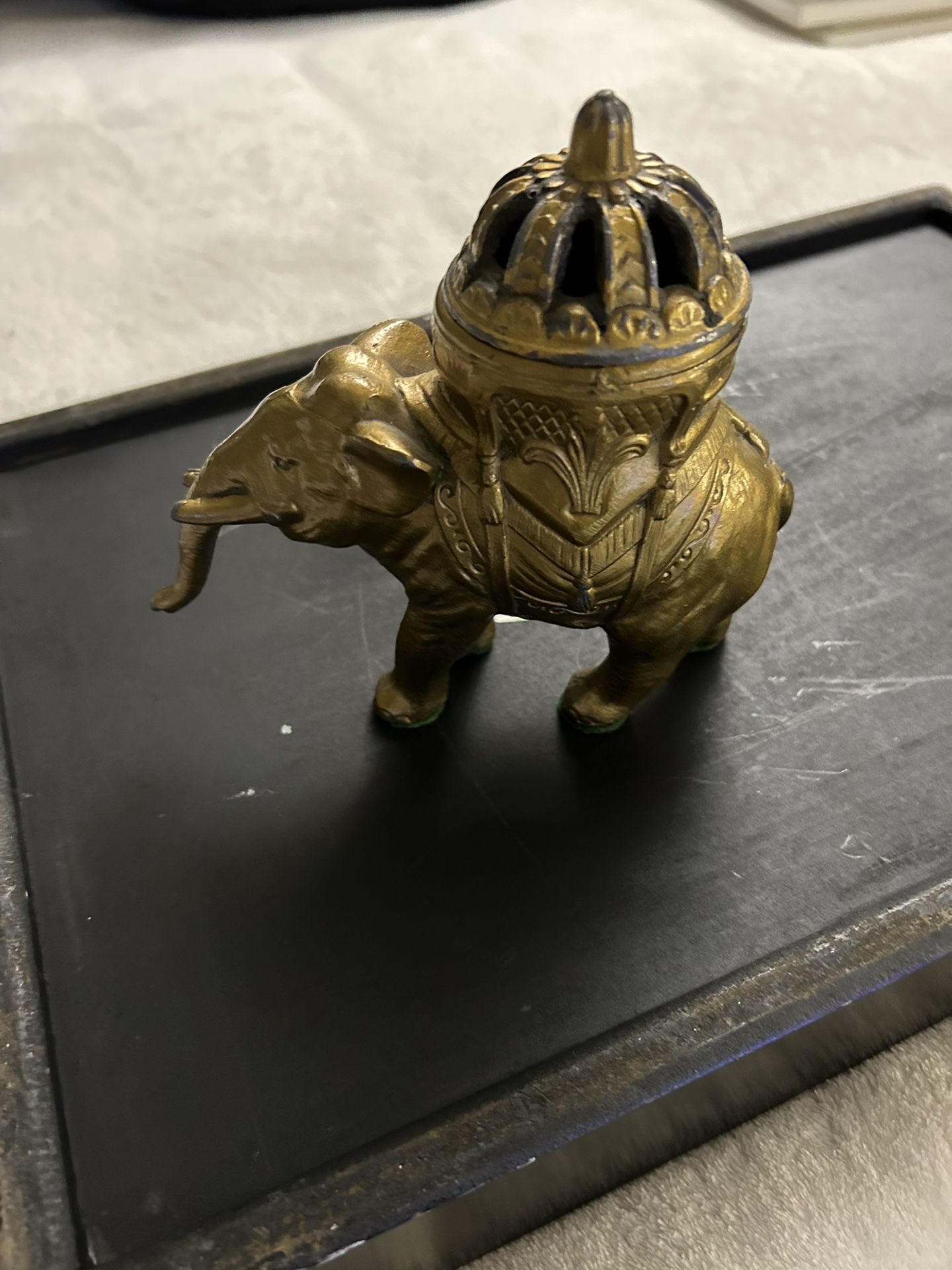 1920's Antique Metal Art, Elephant Incense Burner