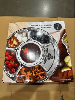 Pandex Melamine Round Lazy Susan with Cover 7 Piece.