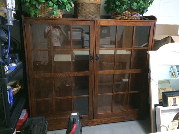 Wood bookcase glass door for Sale in Sarasota, FL - OfferUp