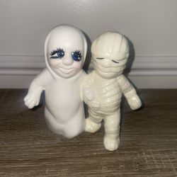 Vintage ceramic bisque 5.5”Halloween figurines gost and mommy Decorations.(#18)