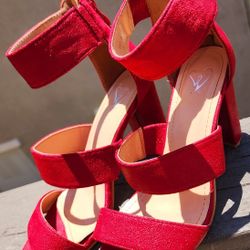 Red suede Windsor High Heels Size 6.5 Fits A Size 7