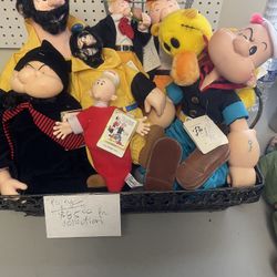 Vintage Popeye Plush Toy Set of 8.