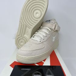 Nike Stussy Air Force 1 Mid Fossil Sail Size 6 And 7.5