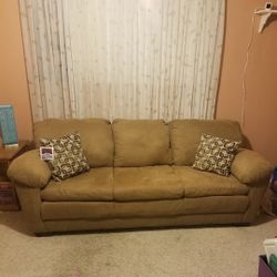 Camel Color Suede Like Sofa..Size 7ft Long..Brand New With Tag On It..very Comfortable!!